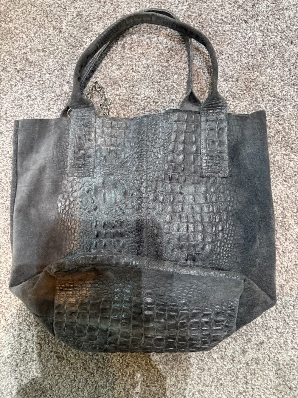 Croc Embossed Suede Bag